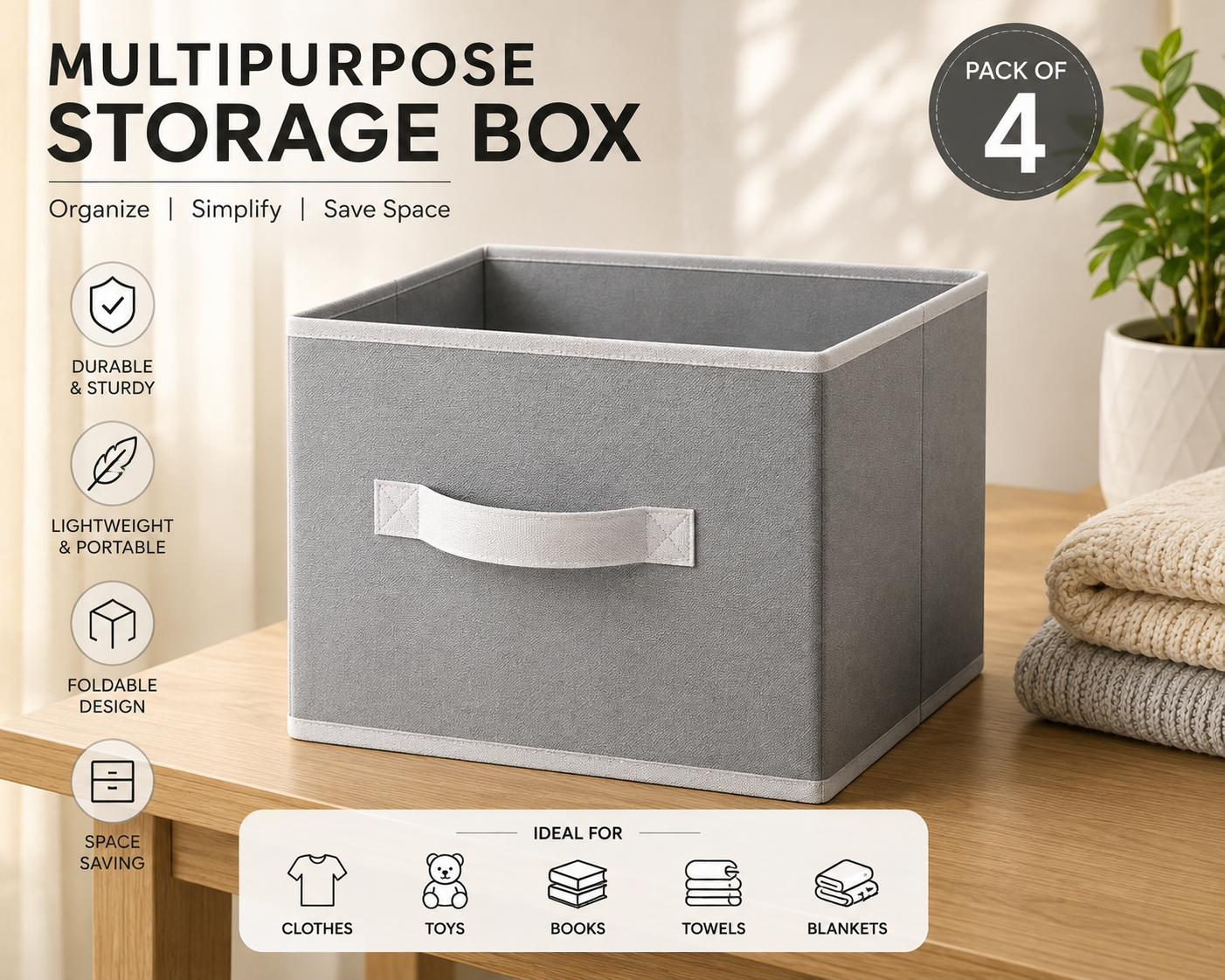 Clothes Storage Organiser (Pack Of 4)