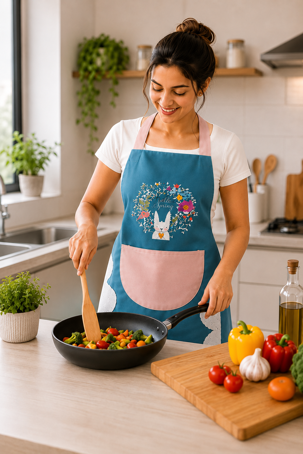 Premium Waterproof Kitchen Apron with Large Pocket & Adjustable Neck Strap