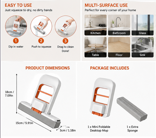 Mini Foldable Desktop Mop