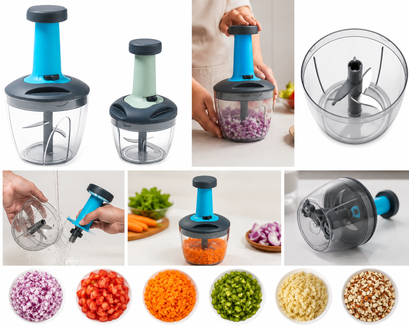 Premium Push Chopper – Manual Vegetable & Fruit Cutter | 650ML & 1100ML